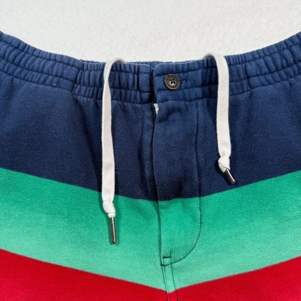 Polo Ralph Lauren Mens Colorblock Striped Fleece Shorts Navy Red Yellow Large